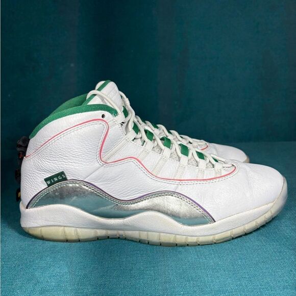 NIKE AIR JORDAN 10 RETRO WINGS WHITE CLOVER SHOES Size 14